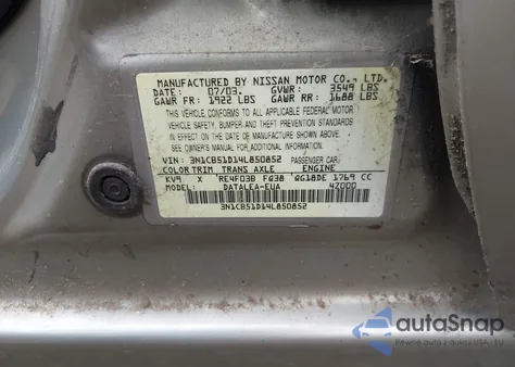 2004 Nissan Sentra 1.8S from USA, damaged, VIN 3N1CB51D14L850852